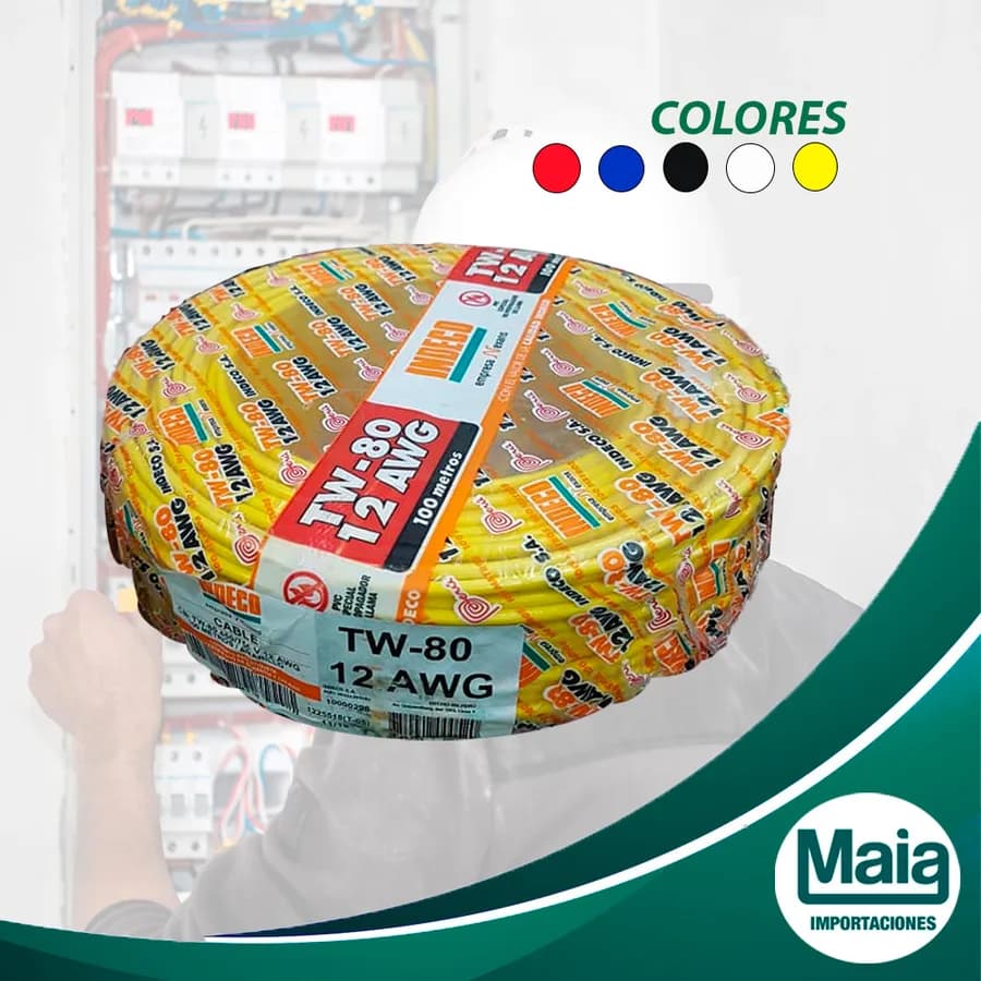 ALAMBRE TW-80 N° 12 AWG AMARILLO / COLORES VARIOS INDECO