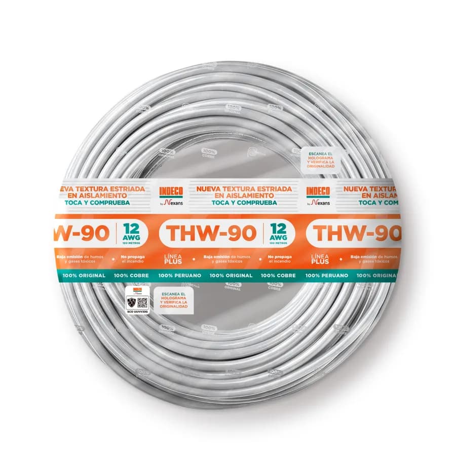 CABLE THW-90 N° 12 AWG BLANCO INDECO