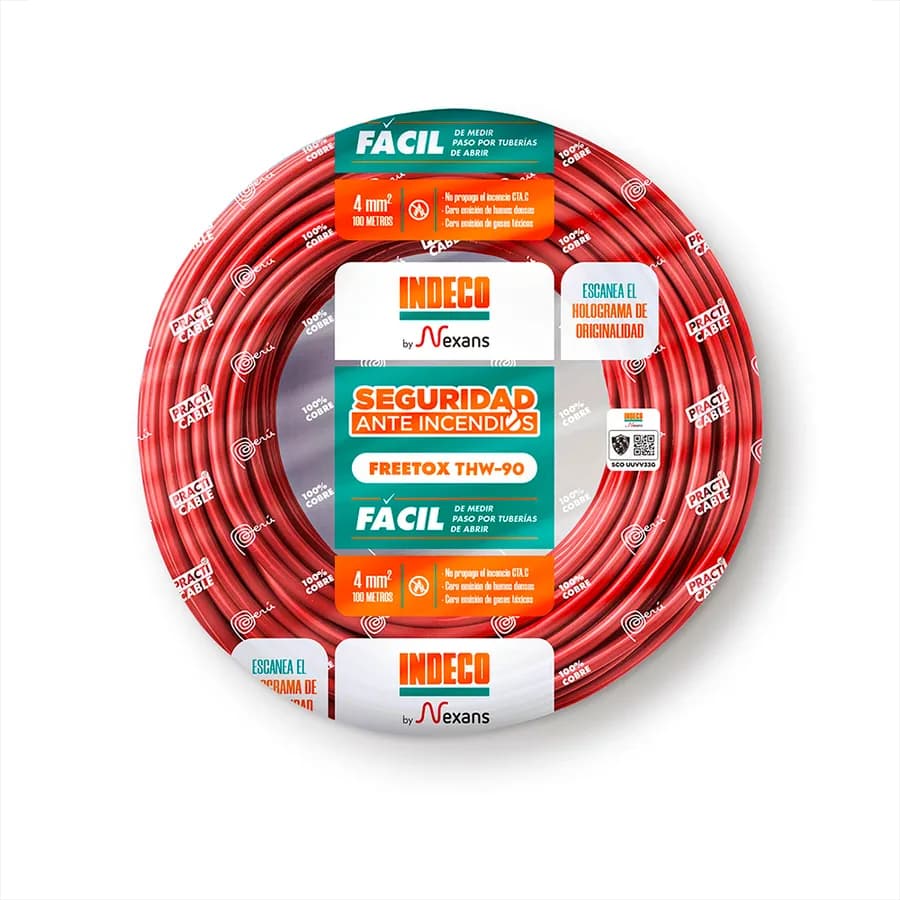 CABLE THW-90 N° 12 AWG ROJO INDECO
