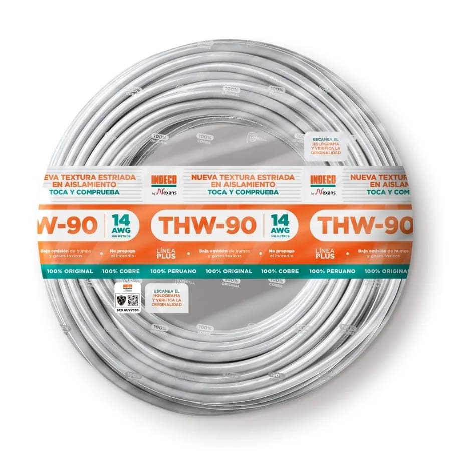 CABLE THW-90 N° 14 AWG BLANCO INDECO