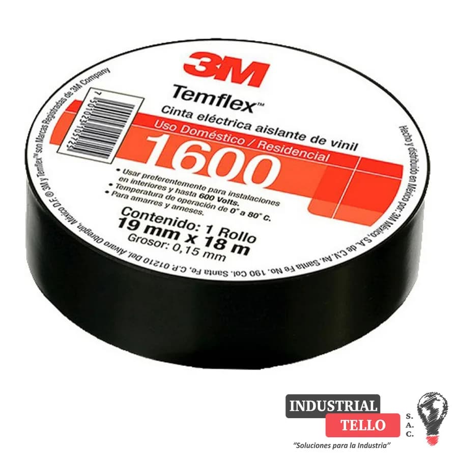 CINTA AISLANTE NEGRA GRANDE 1000 3/4X20 YDS 3M