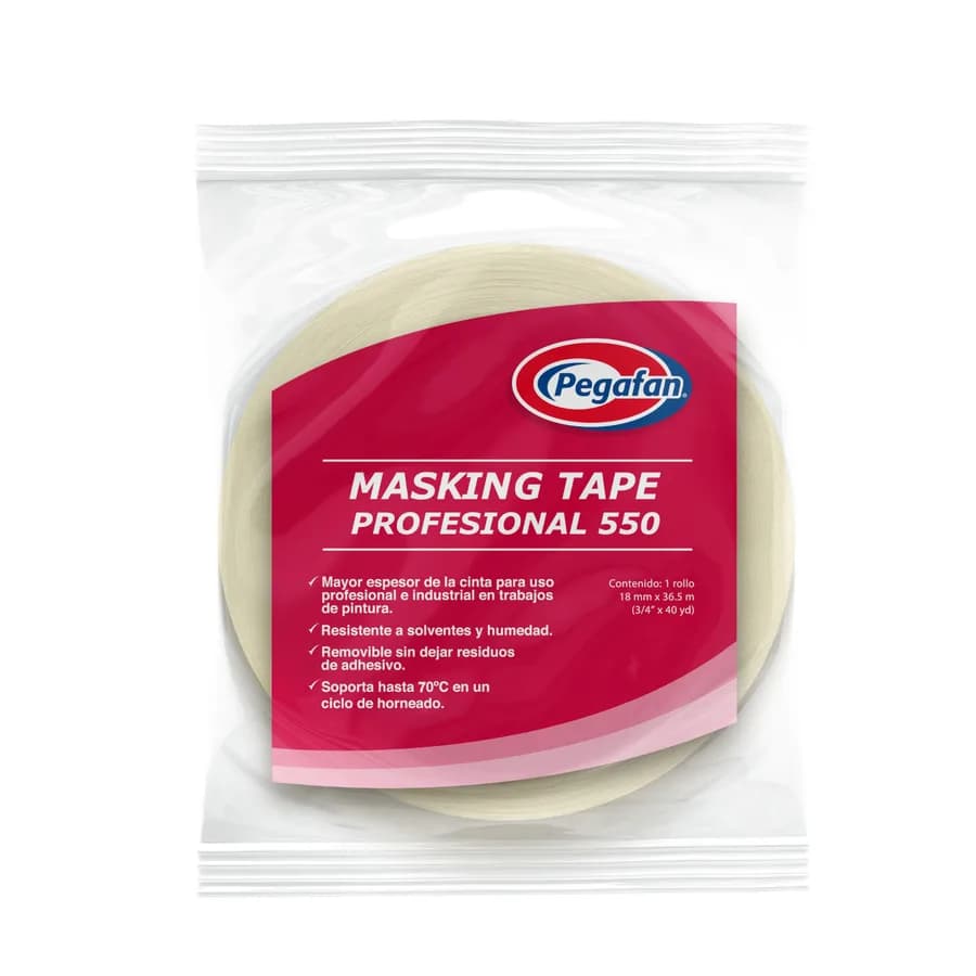 CINTA PEGAFAN MASKING PROFESION 550 - DE 1" X 40 YDS - 24MM X 36M PEGAFAN