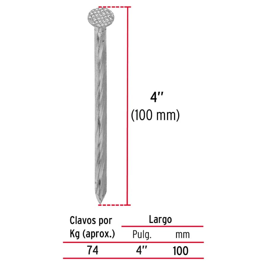 CLAVOS GALVANIZADOS PARA CONCRETO 4 X # 7 / 74 UNI UYUSTOOLS"