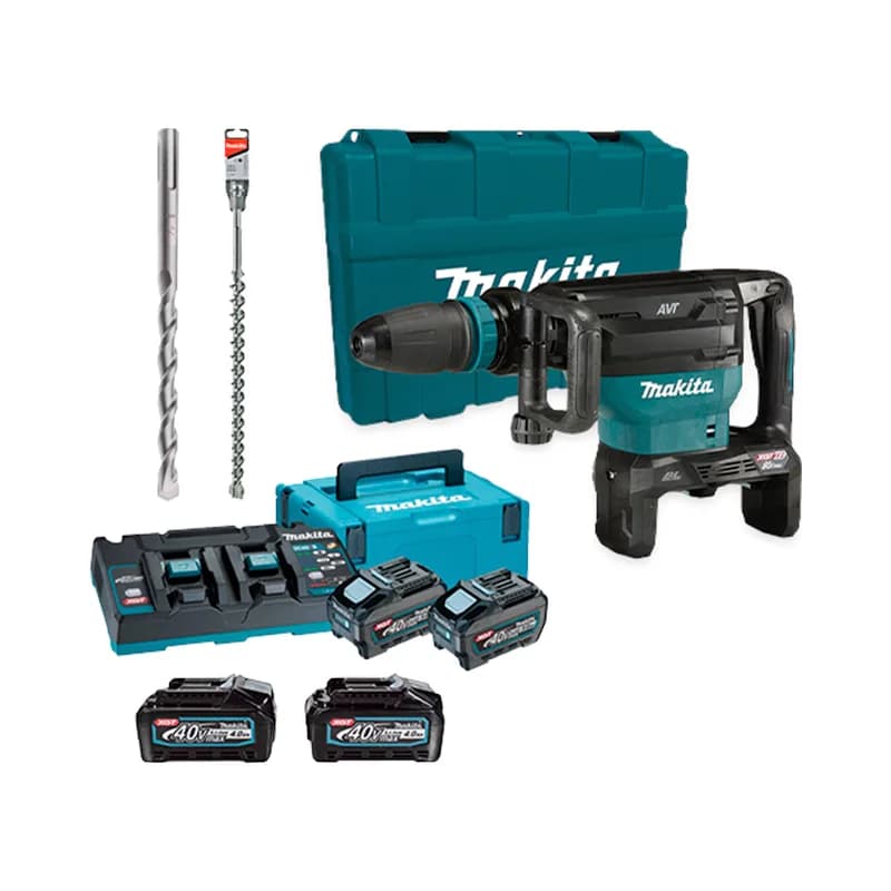 COMBO MARTILLO PERFORADOR INAL + 4 BATERIAS + CARGADOR + JUEGO DE BROCAS MAKITA