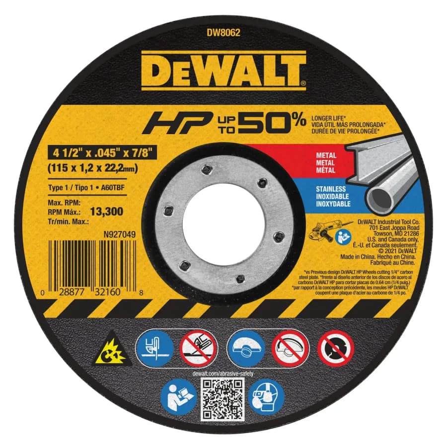 DISCO D/ CORTE METAL 4 1/2 DEWALT"