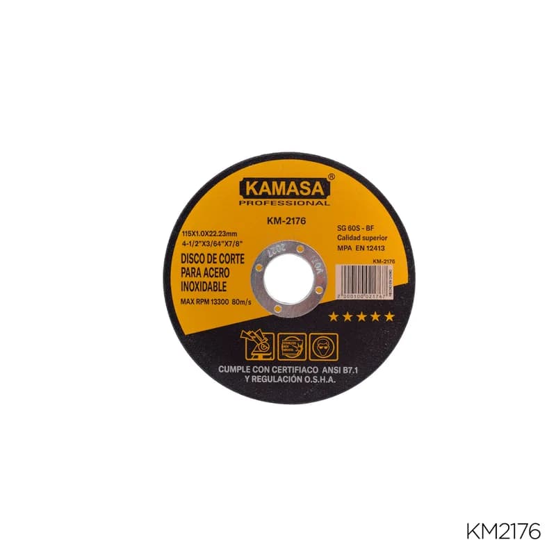 DISCO DE CORTE INOX 4.5 (115 X 1.0 X 22.2MM) KAMASA"