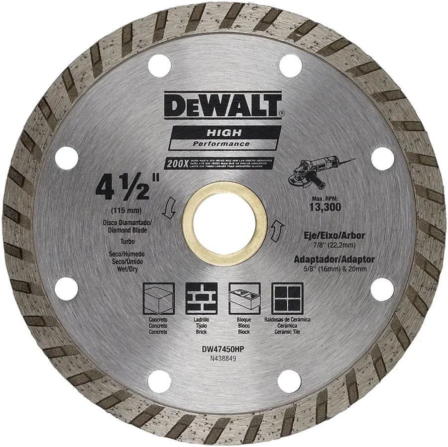 DISCO DIAMANTADO HP 4 1/2 TURBO DEWALT"