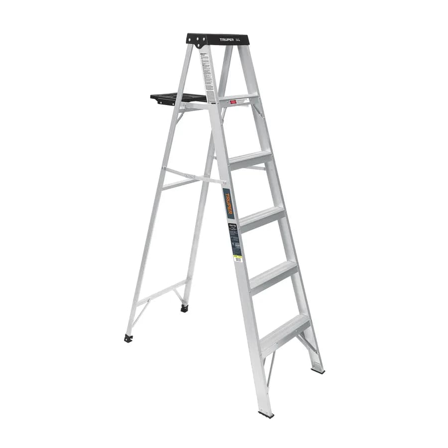 ESCALERA TIPO TIJERA C/BANDEJA C/NEGRO 5P TRUPER