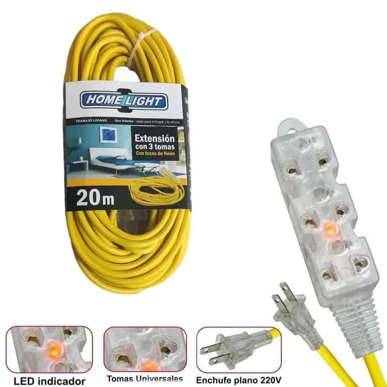 EXTENSION AMARILLA C/3 TOMAS 30M HOME LIGHT