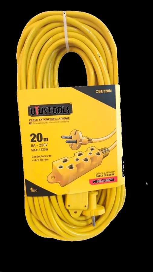 EXTENSION DE TRES TOMAS AMARILLA X20M UYUSTOOLS