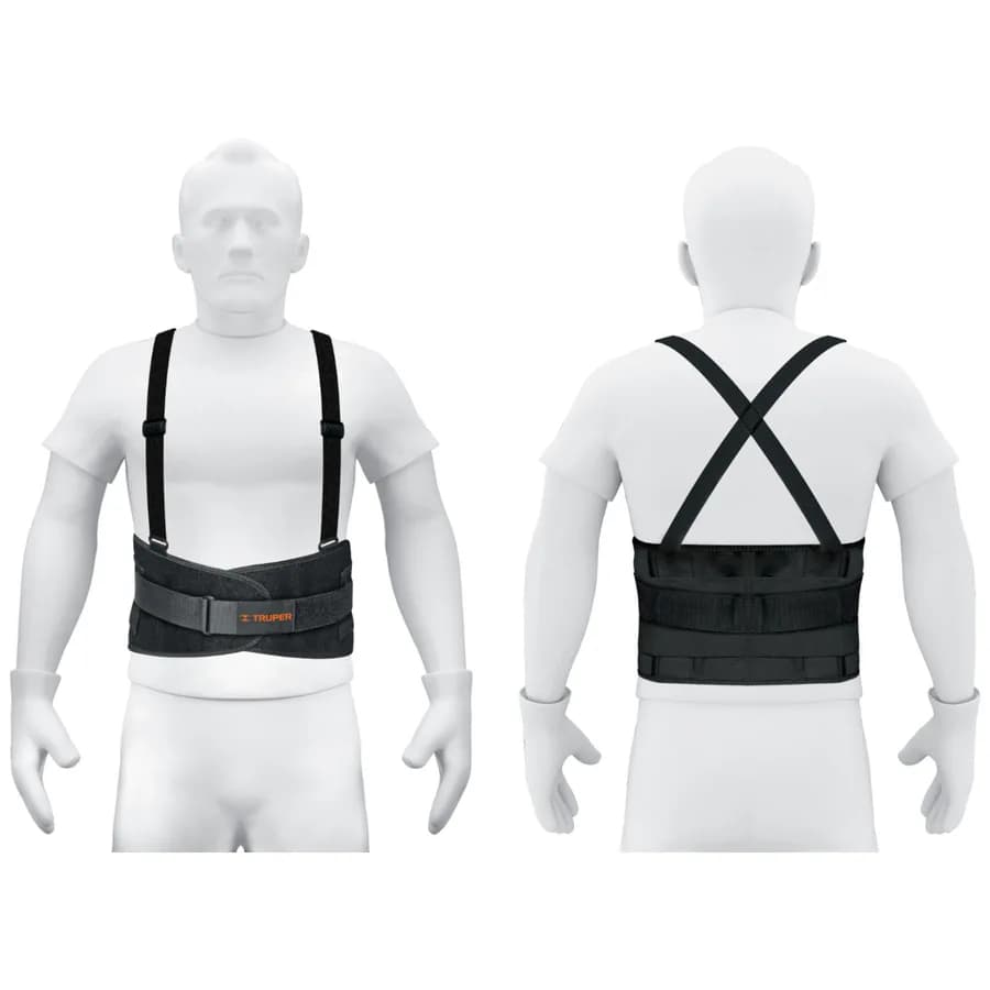 FAJA LUMBAR CON TIRANTES Y TERCER CINTURON AJUSTABLE TRUPER
