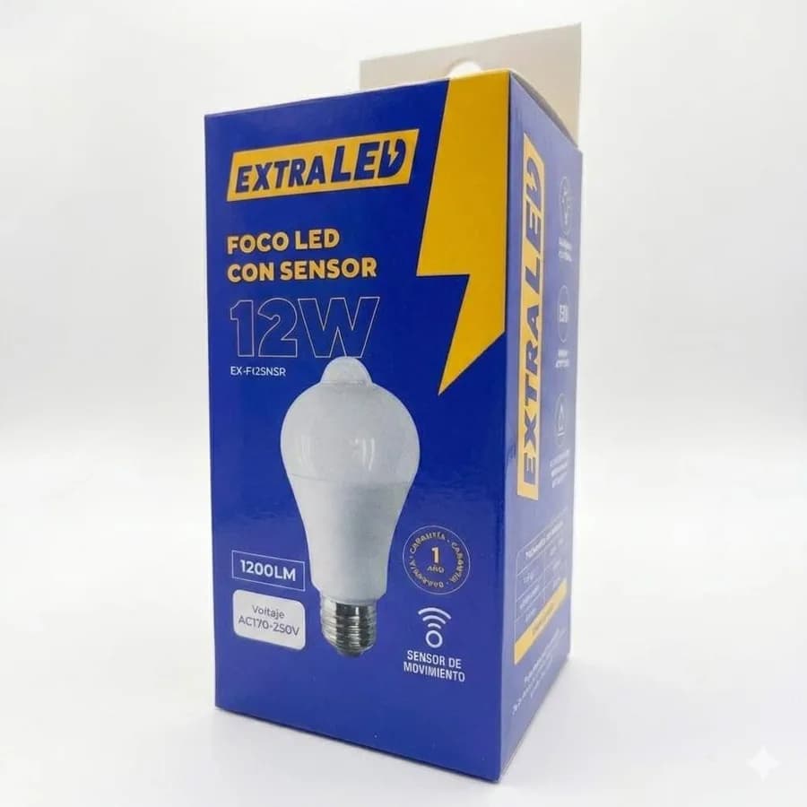 FOCO LED CON SENSOR DE MOVIMIENTO 12W LED