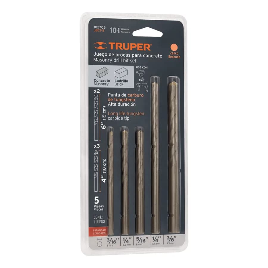 JBCT-5 JUEGO DE 5 BROCAS PARA CONCRETO, TRUPER