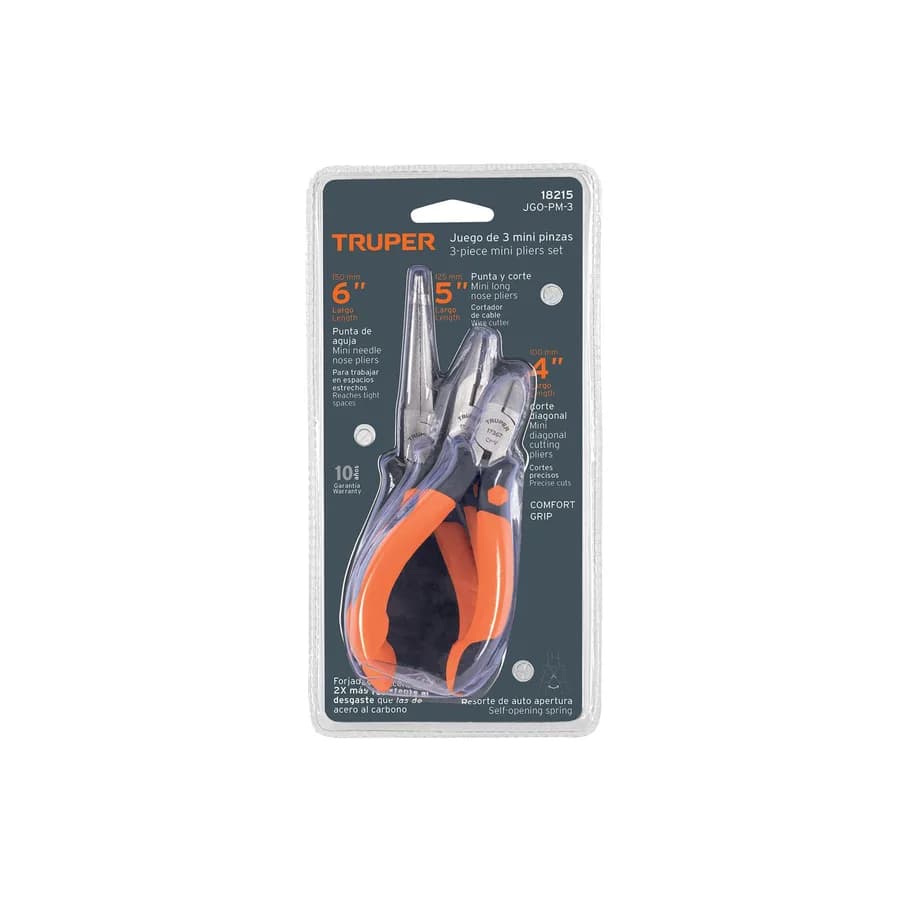 JUEGO DE 3 MINI ALICATES MANGO CONFORT GRIP TRUPER