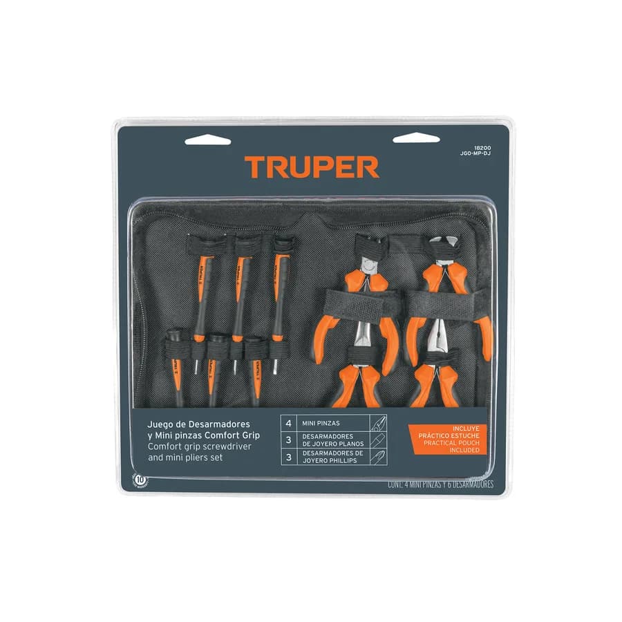 JUEGO DE 4 MINIPINZAS Y 6 DESARMADOR TRUPER