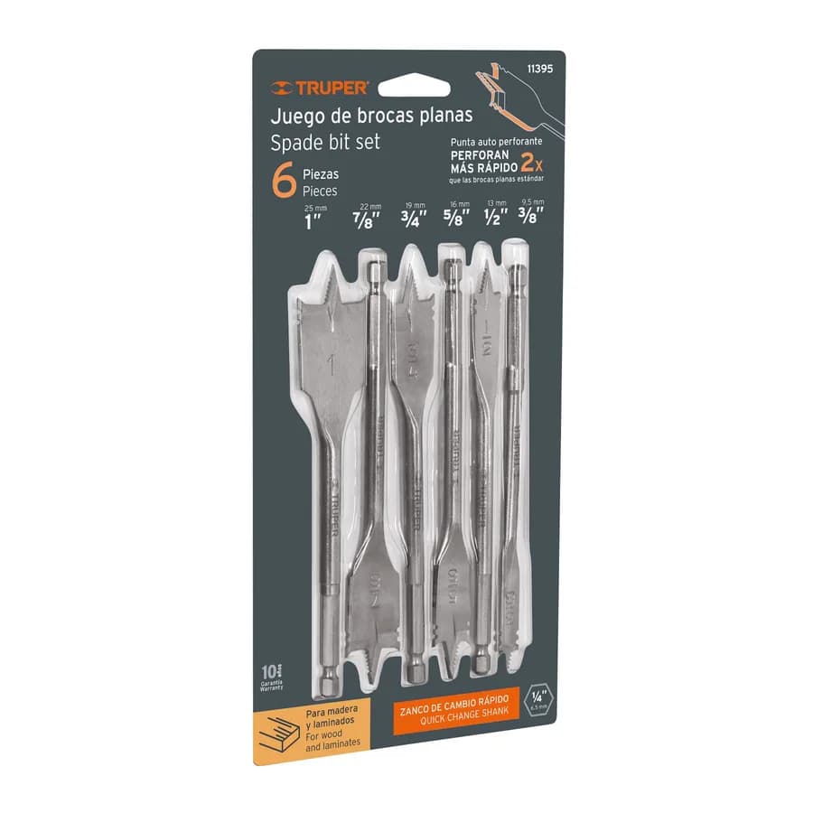 JUEGO DE BROCAS PLANAS 6/PZAS MADERA TRUPER