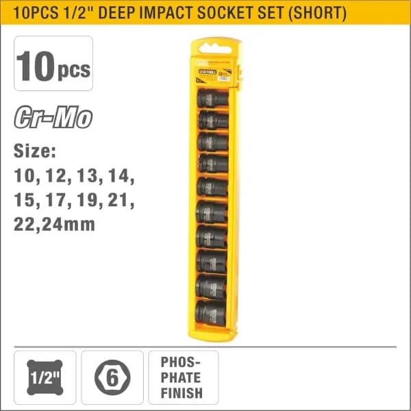 JUEGO DE DADO IMPACTO CORTO 1/2 SET10PCS UYU UYUSTOOLS"