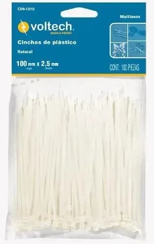PRESINTO(CINCHO D/PLASTICO)NATURAL 250MM X 3.5MM X 50 UND VOLTECH