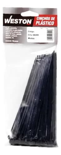 PRESINTO (CINCHO D/PLASTICO) NEGRO 150MM X 2.5 MM X 100 UND VOLTECH