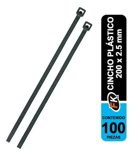 PRESINTO(CINCHO D/PLASTICO)NEGRO 200 MM X 2.5 MM X100 UND VOLTECH