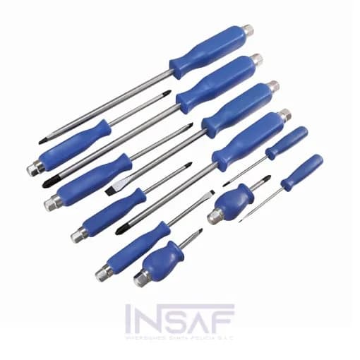 SET DESTORNILLADOR GOLPE M/AZUL 12 PCS KAMASA